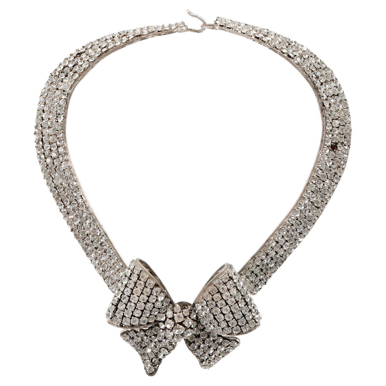 Chanel Vintage Crystal Bow Choker For Sale
