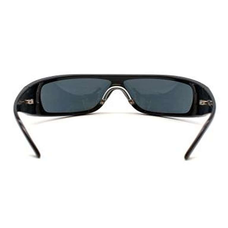 Chanel Vintage Crystal Logo Black Visor Sunglasses 1
