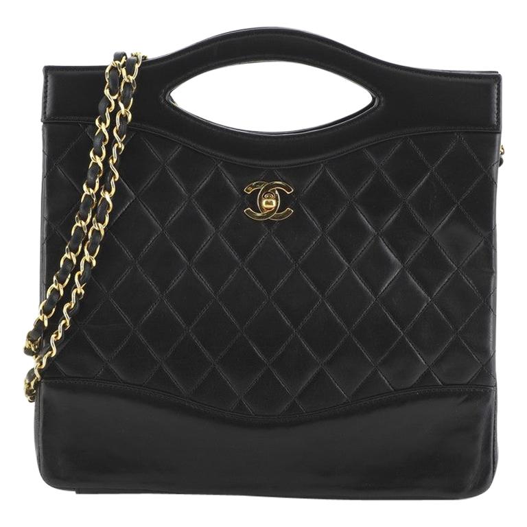 Chanel Vintage Cut Out Chain Handle Bag Quilted Lambskin Medium at 1stDibs