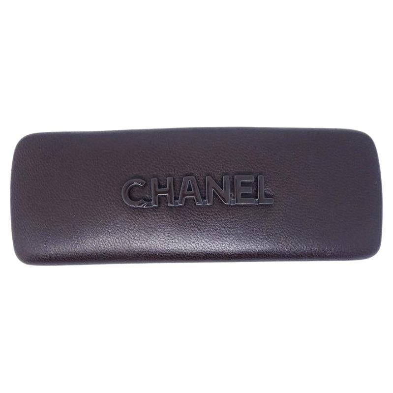 CHANEL Vintage Dark Brown Chocolate 'CHANEL'  Hair Clip Barrette