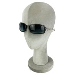 Chanel Vintage Dark Gray Rectangle Frame Matte Silver Sunglasses