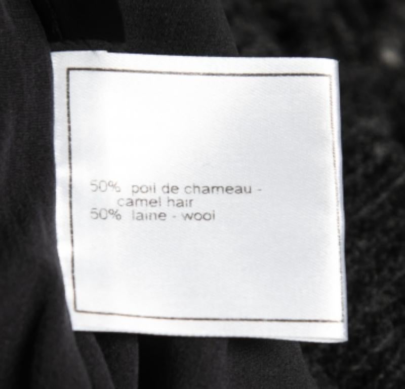 Chanel Vintage Gris Oscuro Pelo y Lana Camel Maxifalda de Punto Abierto XL Negro