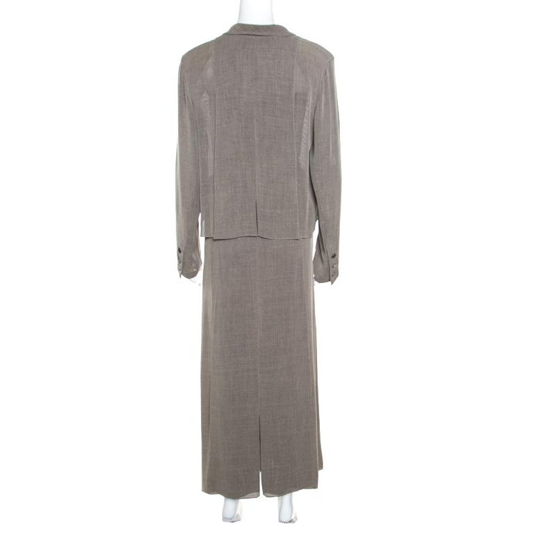 Chanel Vintage Dark Grey Maxi Skirt Suit L For Sale at 1stDibs