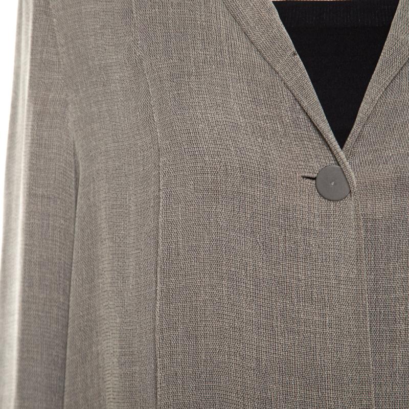 Gray Chanel Vintage Dark Grey Maxi Skirt Suit L