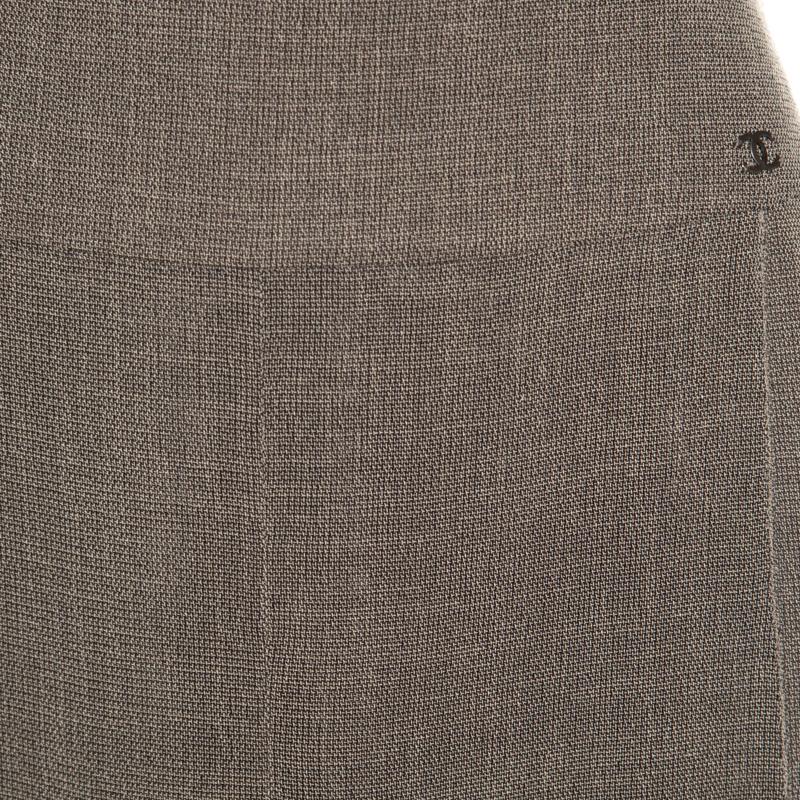 Chanel Vintage Dark Grey Maxi Skirt Suit L In Good Condition In Dubai, Al Qouz 2