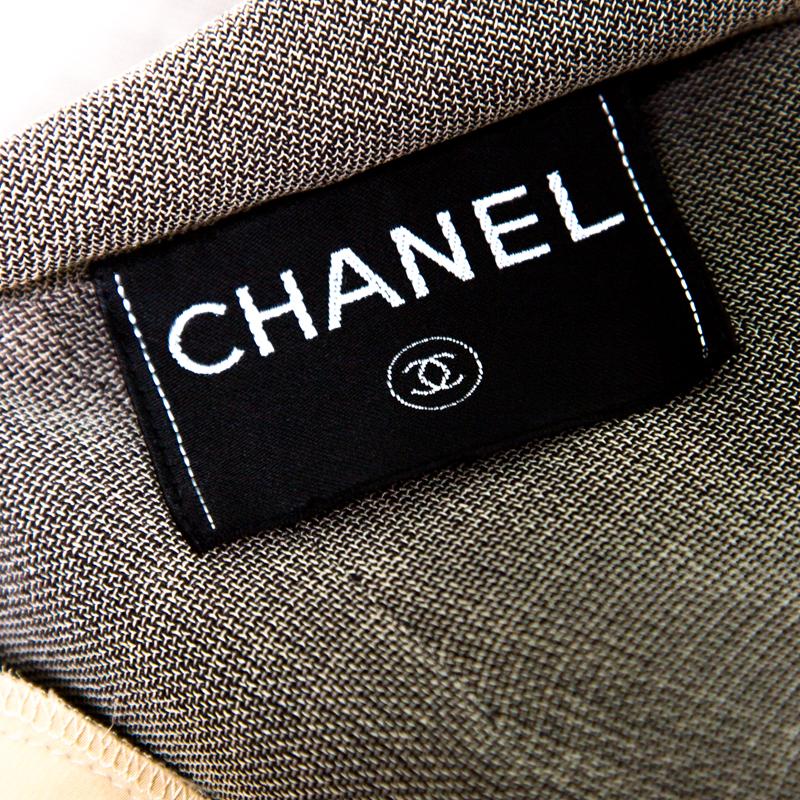 Women's Chanel Vintage Dark Grey Maxi Skirt Suit L