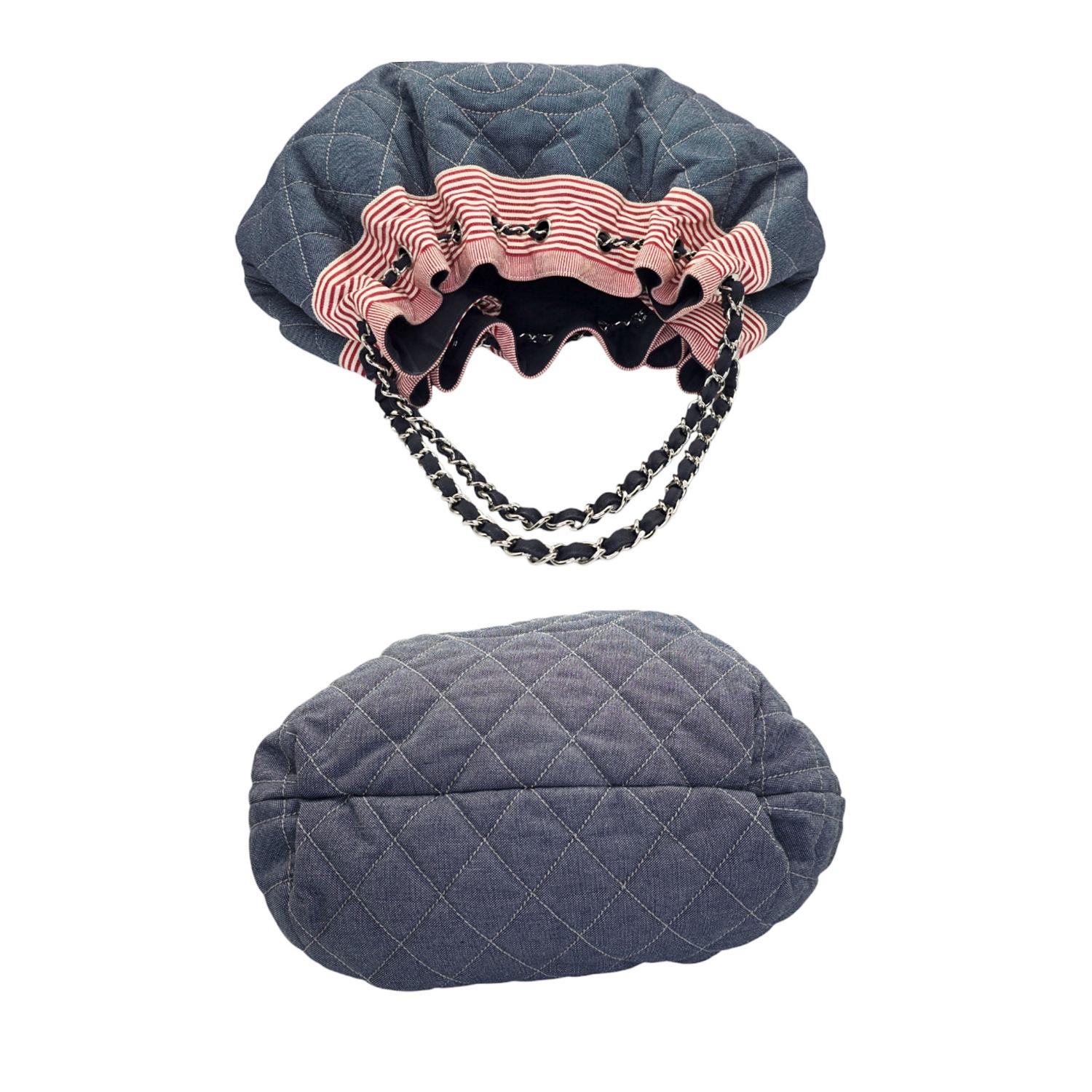 Chanel Vintage Denim Coco Cabas Drawstring Tote For Sale 2