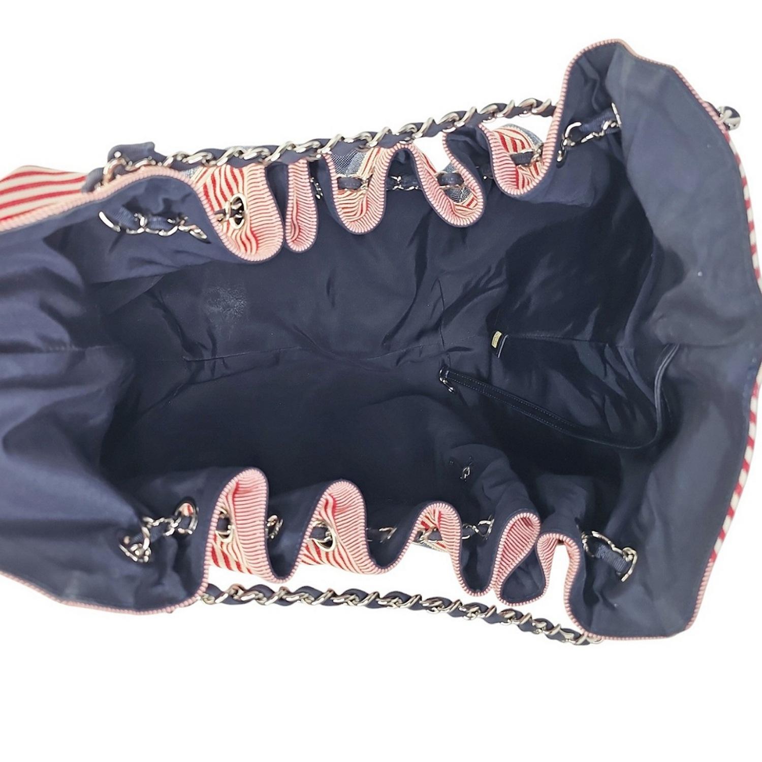 Chanel Vintage Denim Coco Cabas Drawstring Tote For Sale 3