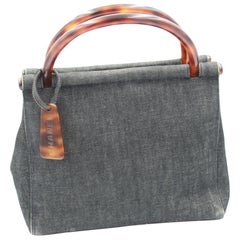 Chanel Retro Denim Handbag and brown bakelite Handle