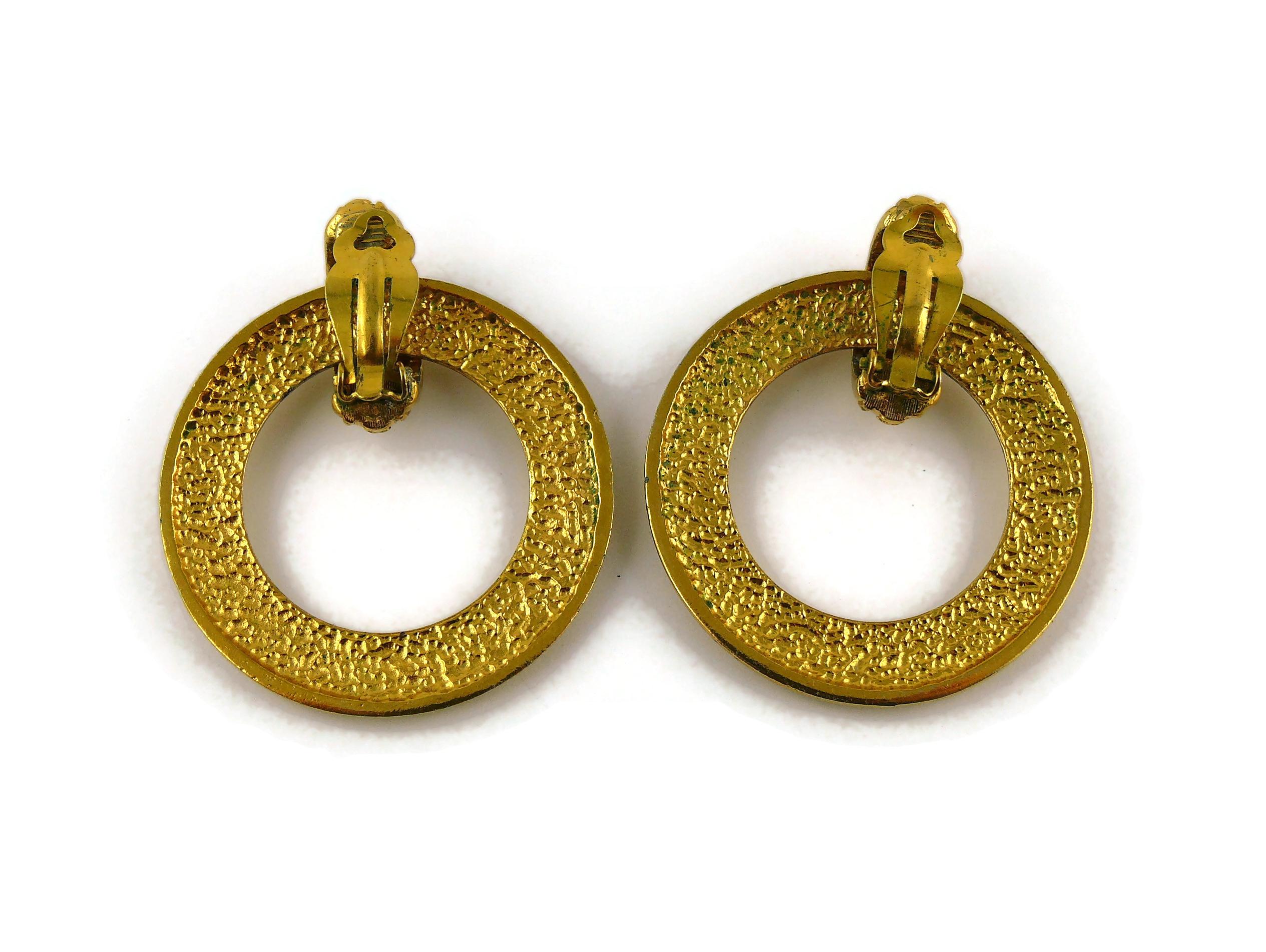 Chanel Vintage Detachable Gold Toned Hoop Earrings 1