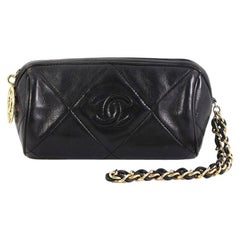 Chanel Vintage Diamond CC Barrel Clutch Quilted Leather Mini