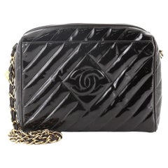 Chanel Vintage Diamond CC Camera Bag Diagonal Quilted Patent Small