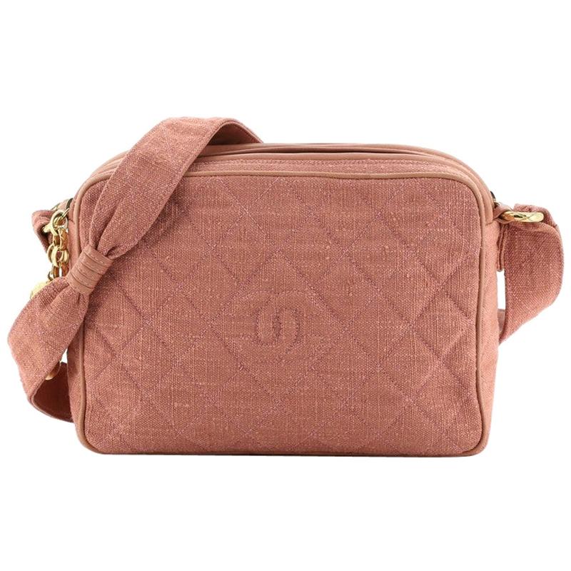 Chanel Vintage Diamond CC Camera Bag Quilted Canvas Small