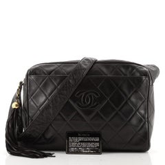 Chanel Vintage Diamond CC Camera Bag Quilted Lambskin Large