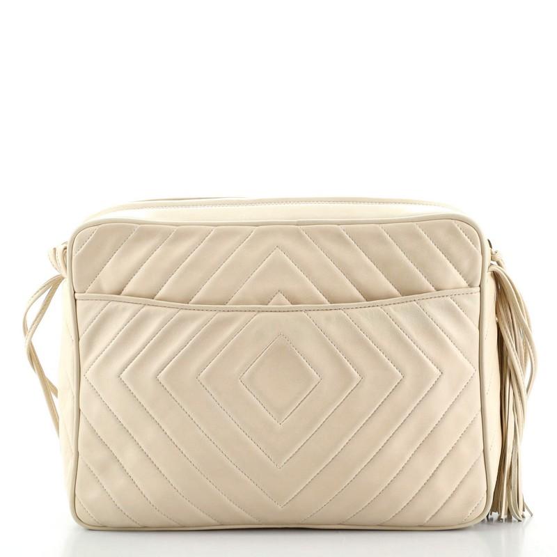 Chanel Vintage Diamond CC Camera Bag Quilted Lambskin Large In Fair Condition In NY, NY