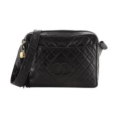 Chanel Vintage Diamond CC Camera Bag Quilted Lambskin Large