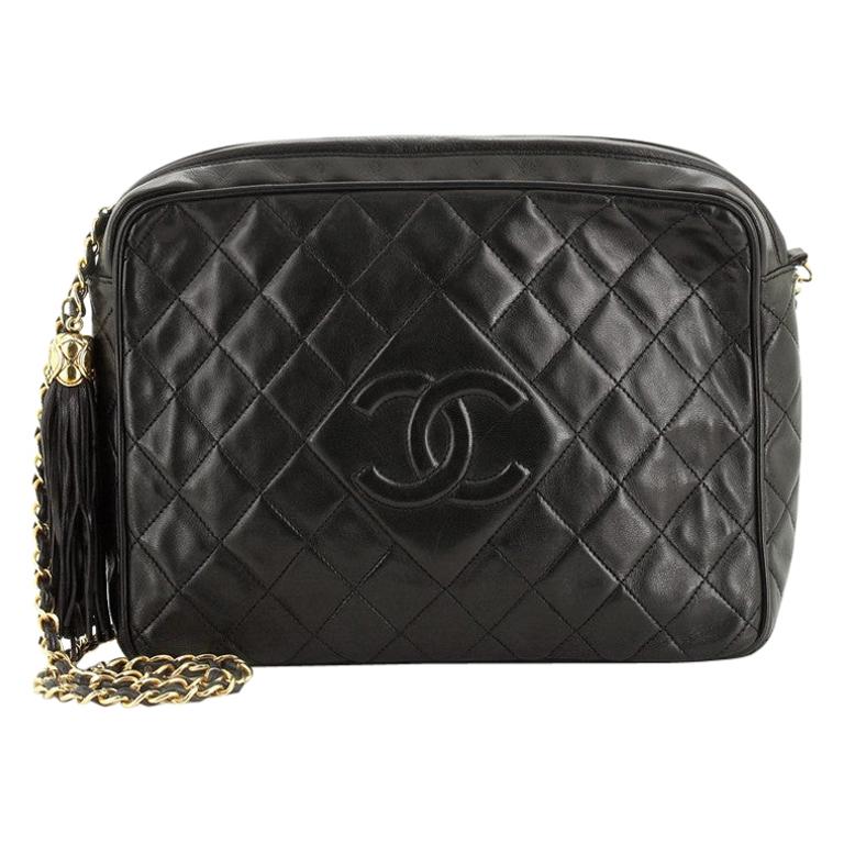 Chanel Vintage Diamond CC Camera Bag Quilted Lambskin Large at 1stDibs