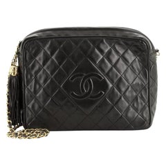 Chanel Vintage Diamond CC Camera Bag Quilted Lambskin Large