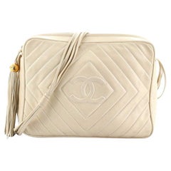Chanel Vintage Diamond CC Camera Bag Quilted Lambskin Large