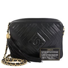 Chanel Vintage Diamond CC Camera Bag Quilted Leather Medium