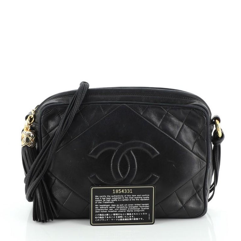 Chanel Vintage Diamond CC Camera Bag Quilted Leather Medium at 