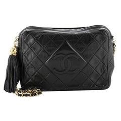 Chanel Vintage Diamond CC Camera Bag Quilted Leather Medium