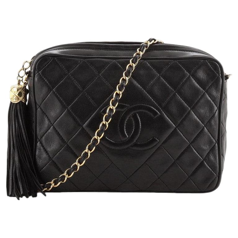 Chanel Vintage Diamond CC Camera Bag Quilted Leather Medium at 1stDibs