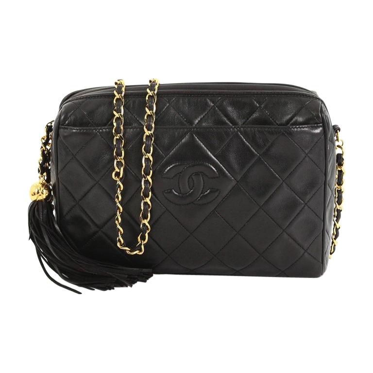 Chanel Vintage Diamond CC Camera Bag Quilted Leather Medium