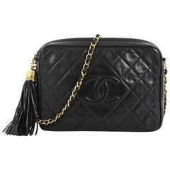Chanel Vintage Diamond CC Camera Bag Quilted Leather Medium