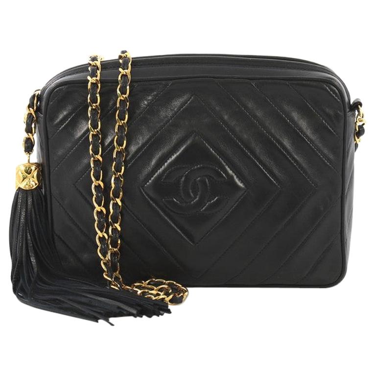 Chanel Vintage Diamond CC Camera Bag Quilted Leather Medium at 1stDibs