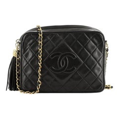 Chanel  Vintage Diamond CC Camera Bag Quilted Leather Medium