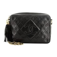 Chanel Vintage Diamond CC Camera Bag Quilted Leather Medium