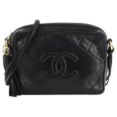 Chanel Vintage Diamond CC Camera Bag Quilted Leather Medium