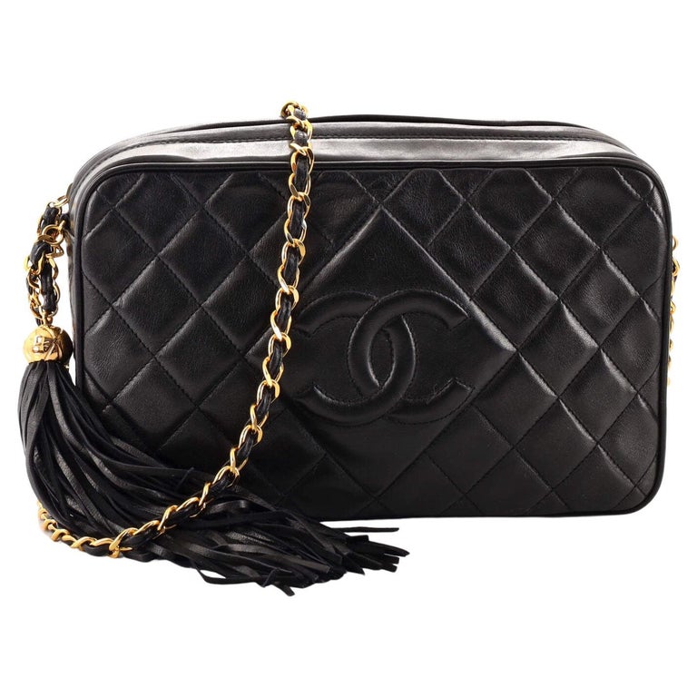 Chanel Vintage Diamond CC Camera Bag Quilted Leather Medium at 1stDibs