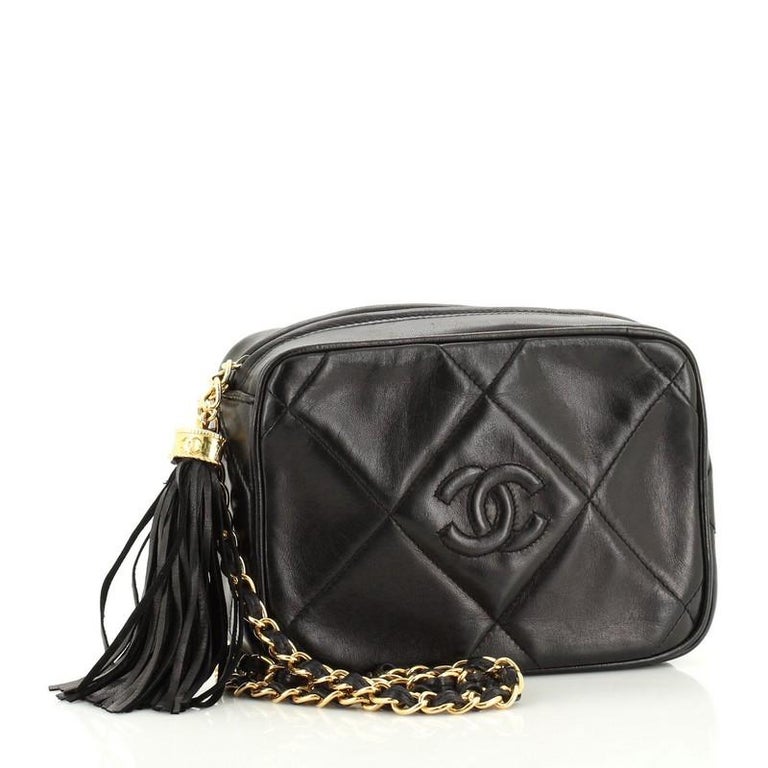 Chanel Vintage Diamond CC Camera Bag Quilted Leather Mini at 1stDibs