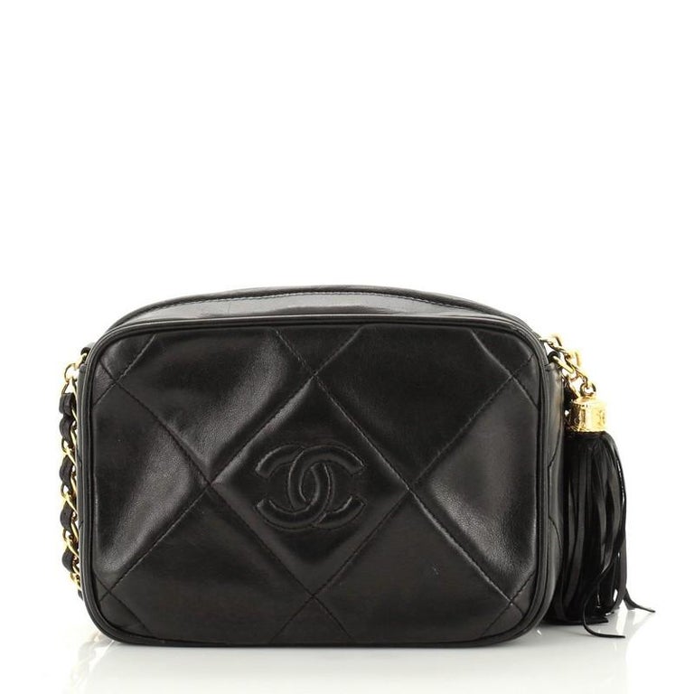 Chanel Vintage Diamond CC Camera Bag Quilted Leather Mini at 1stDibs