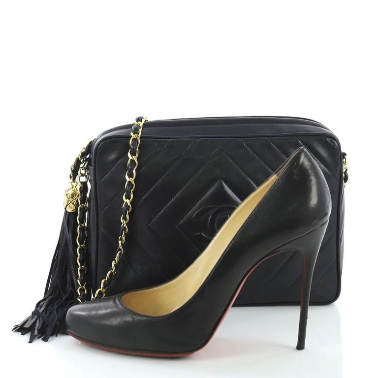 Chanel Vintage Diamond CC Camera Bag Quilted Leather Small at 1stDibs