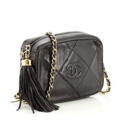 Chanel Sacoche pour appareil photo vintage Diamond CC en cuir matelassé petit modèle