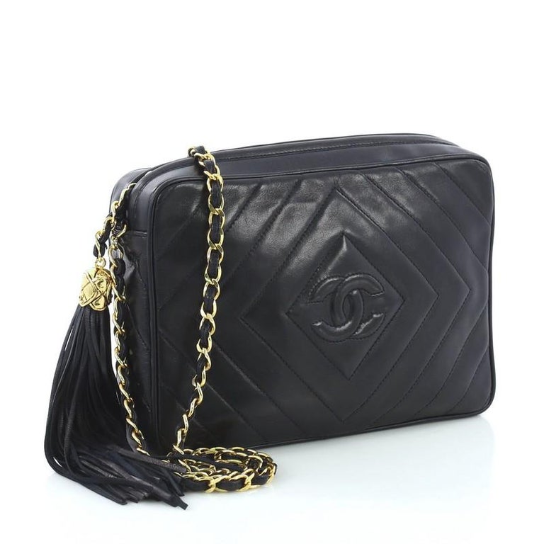 Chanel Vintage Diamond CC Camera Bag Quilted Leather Small at 1stdibs