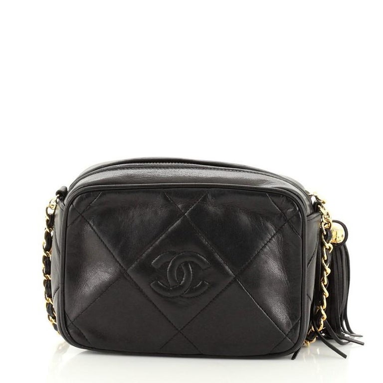 Chanel Vintage Diamond CC Camera Bag Quilted Leather Small at 1stDibs