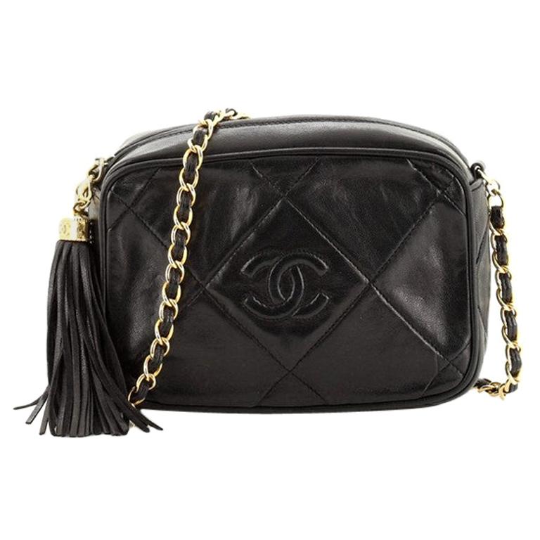 Chanel Vintage Diamond CC Camera Bag Quilted Leather Small