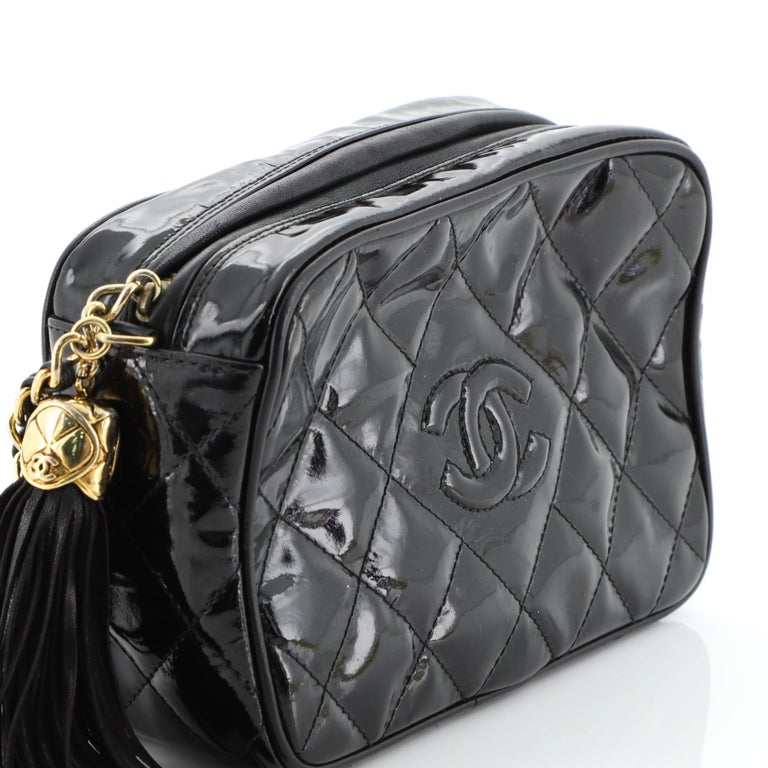 Chanel Vintage Diamond CC Camera Bag Quilted Patent Small at 1stDibs