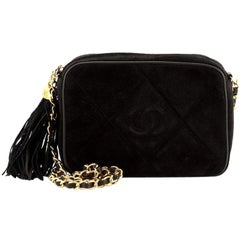 Chanel Vintage Diamond CC Camera Bag Quilted Suede Medium