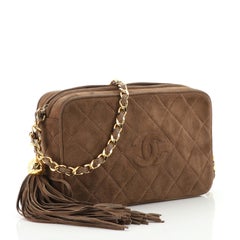 Chanel Vintage Diamond CC Camera Bag Quilted Suede Medium