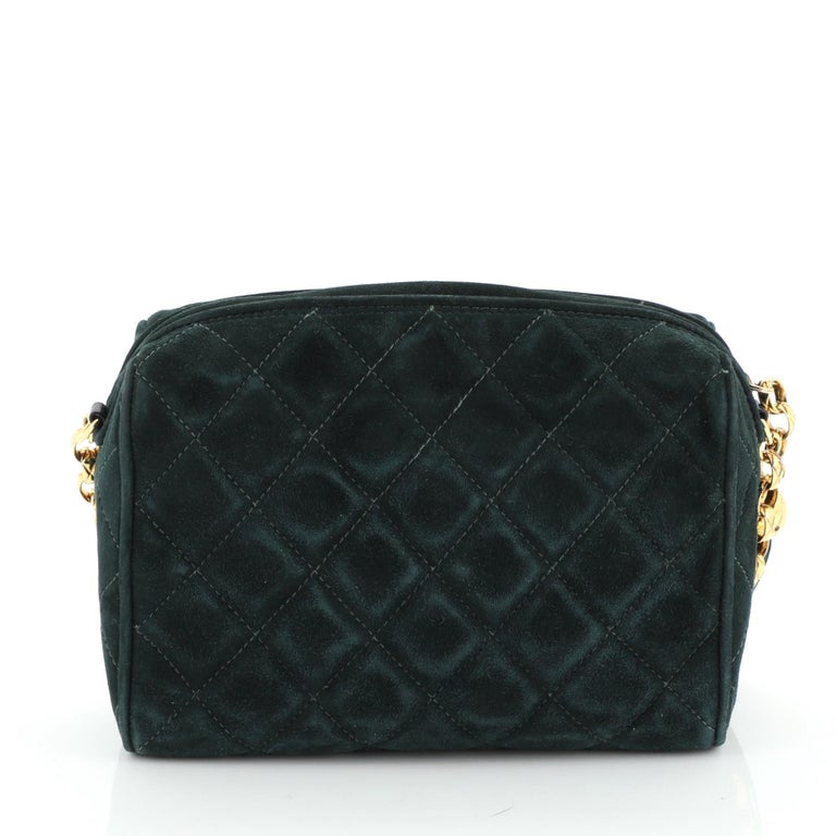 Chanel Vintage Diamond CC Camera Bag Quilted Suede Medium at 1stDibs