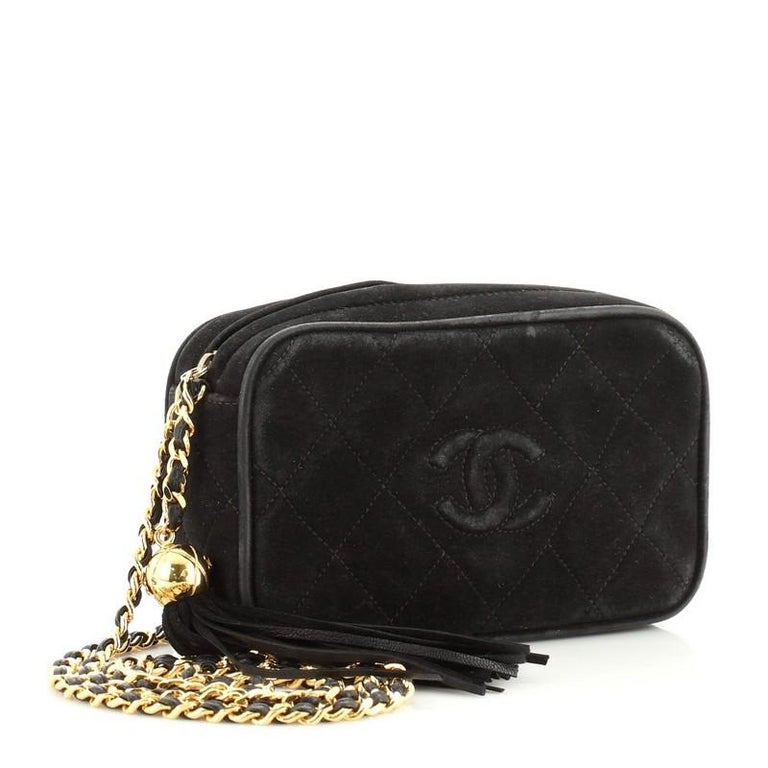 Chanel Vintage Diamond CC Camera Bag Quilted Suede Small at 1stDibs
