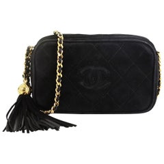 Chanel Vintage Diamond CC Camera Bag Quilted Suede Small