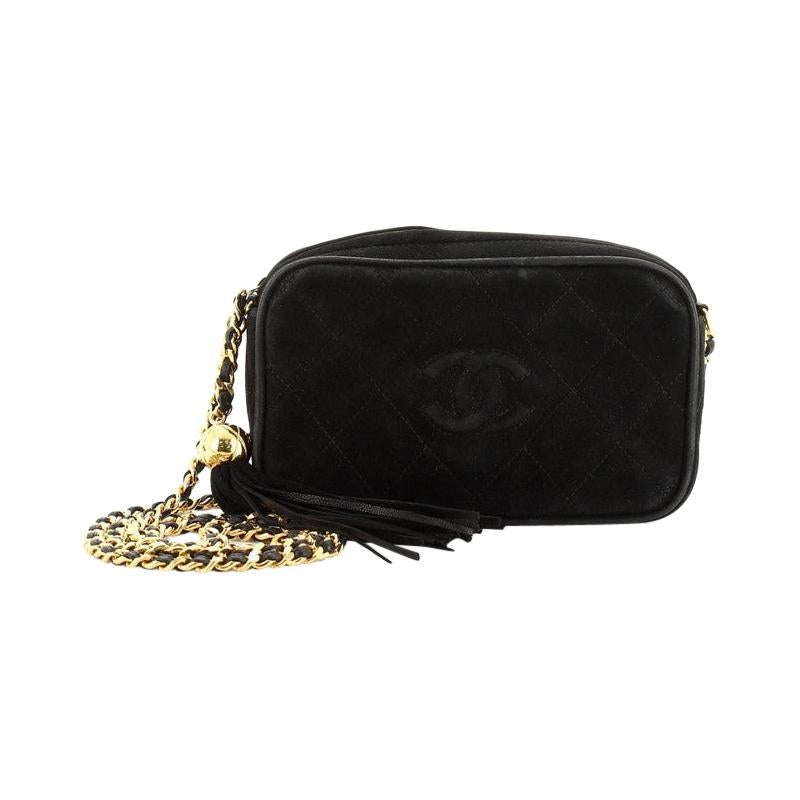 Chanel Vintage Diamond CC Camera Bag Quilted Suede Small