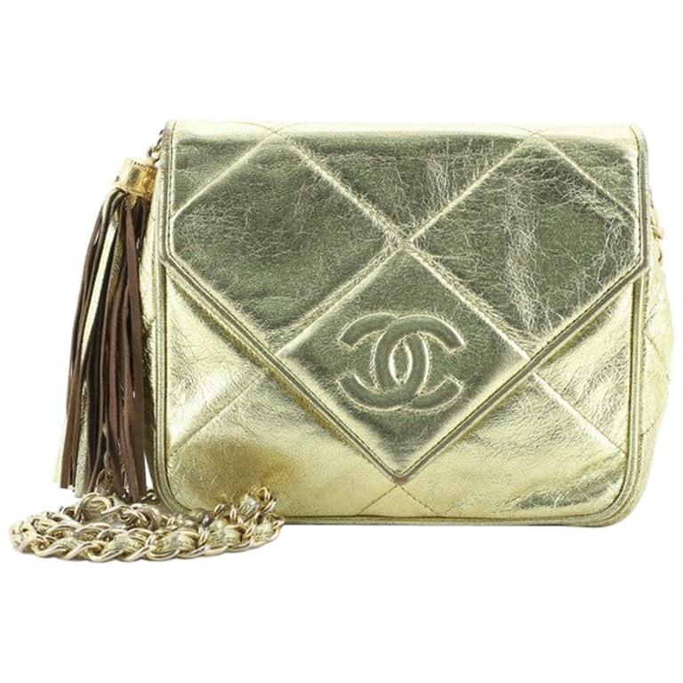 Chanel Vintage Diamond CC Envelope Flap Bag Quilted Lambskin Mini