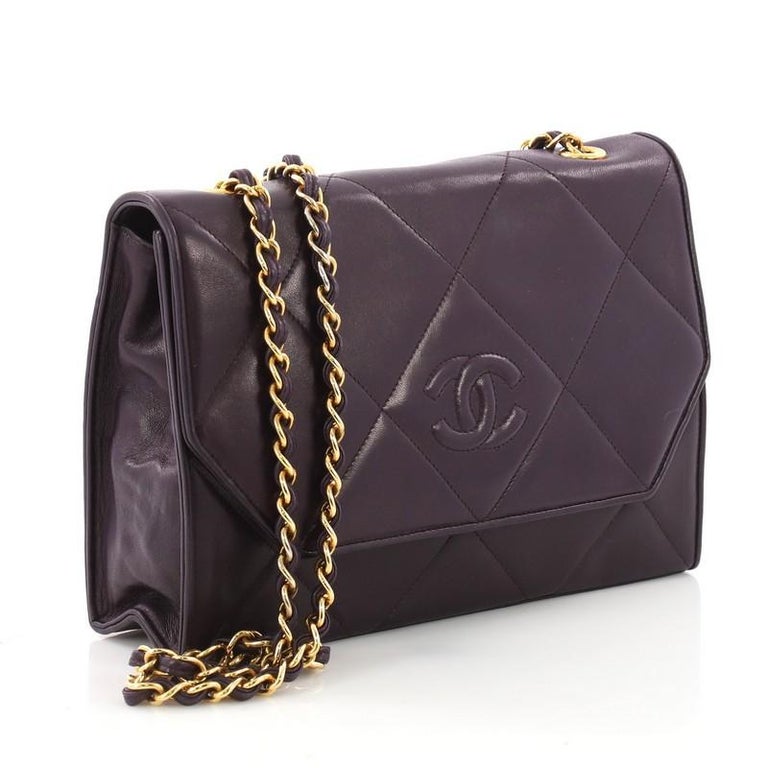 Chanel Vintage Diamond CC Flap Bag Quilted Lambskin Small at 1stDibs